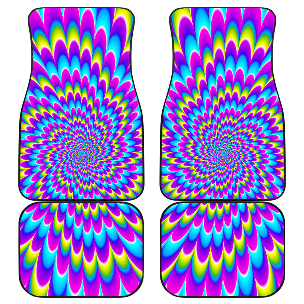 Abstract Dizzy Moving Optical Illusion Front And Back Car Floor Mats, Front Car Mat