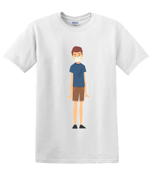 Young boy in medical mask cartoon RS T Shirt