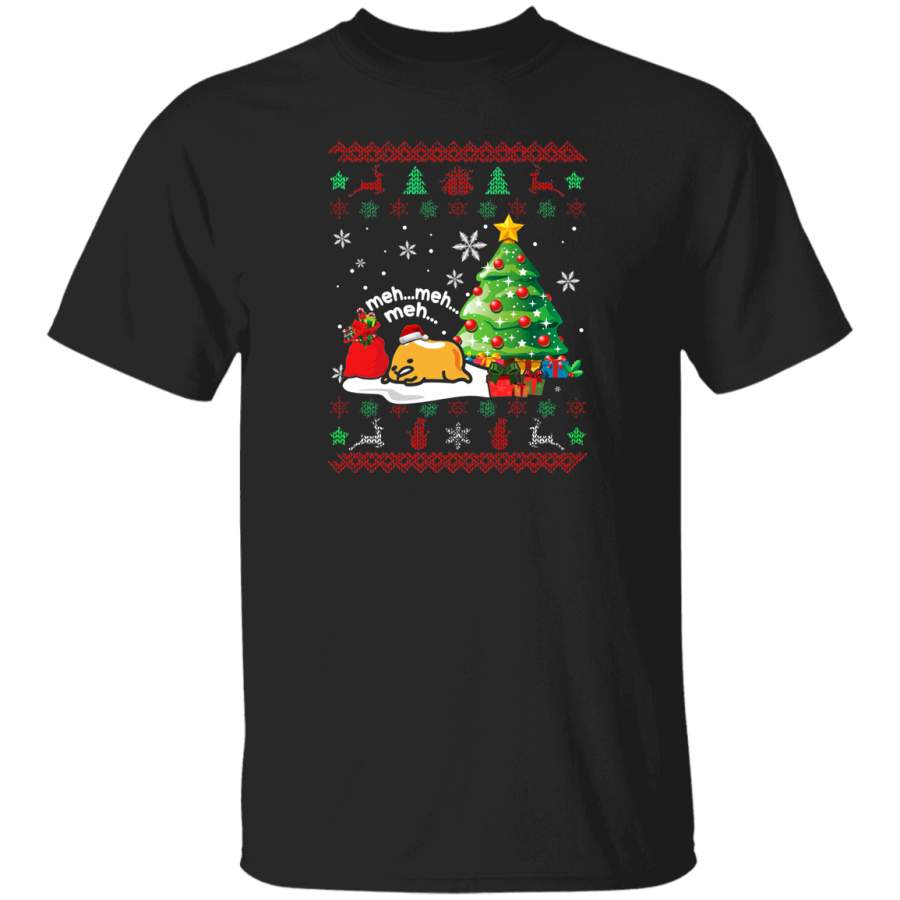 Christmas Cartoon Lover Shirt Meh Meh Meh Funny Santa Gudetama Ugly Christmas Sweater Cartoon Character Lover Gifts Christmas T-Shirt