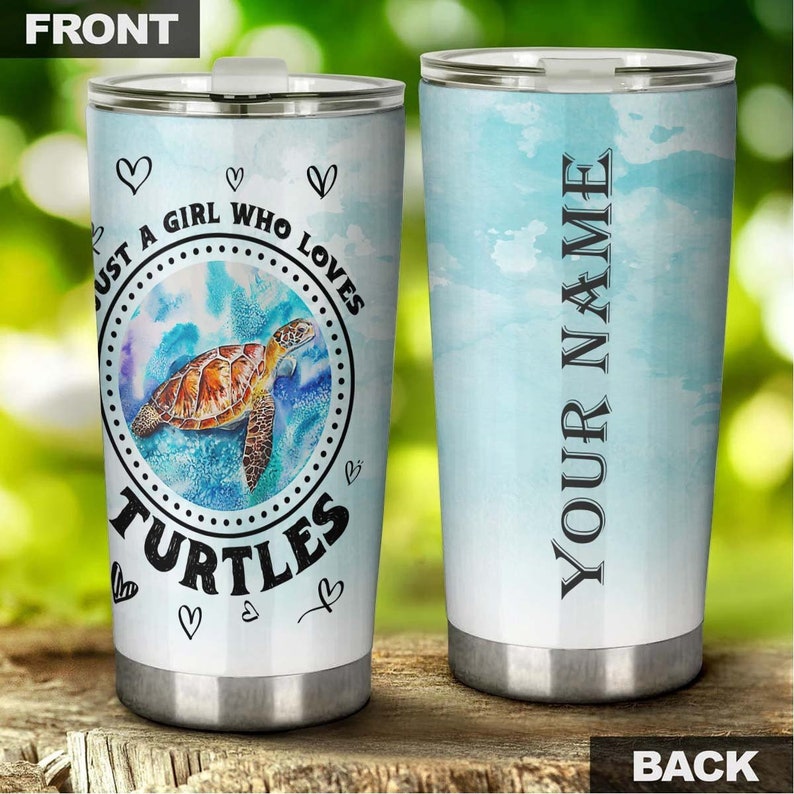 Just A Girl Who Loves Sea Turtles Tie Dye Fancy Personalized Tumbler-Turtle Present-Unique Tumbler-Birthday Christmas Gift For Turtle Lover