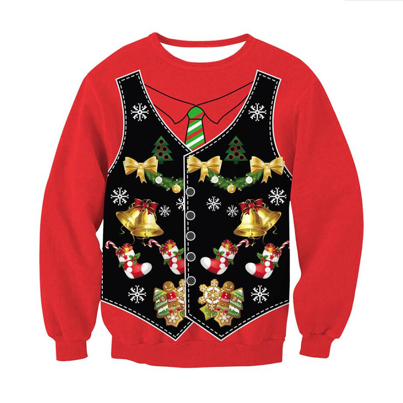 Unisex Ugly Christmas Sweater 3D Funny Cat Print Autumn Winter Christmas Jumper Tops Xmas Clothing Pullover Holiday Sweatshirt alx