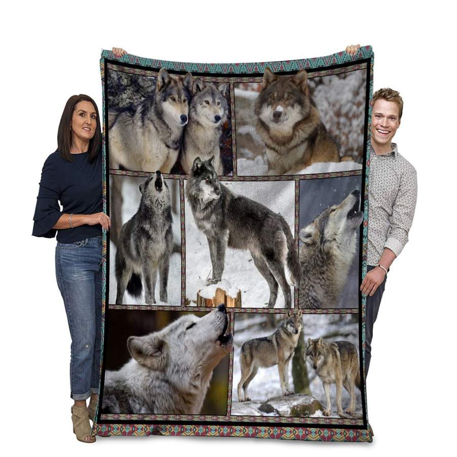 3D Animals Lover Grey Wolf Ultra Soft Cozy Plush Fleece Blanket