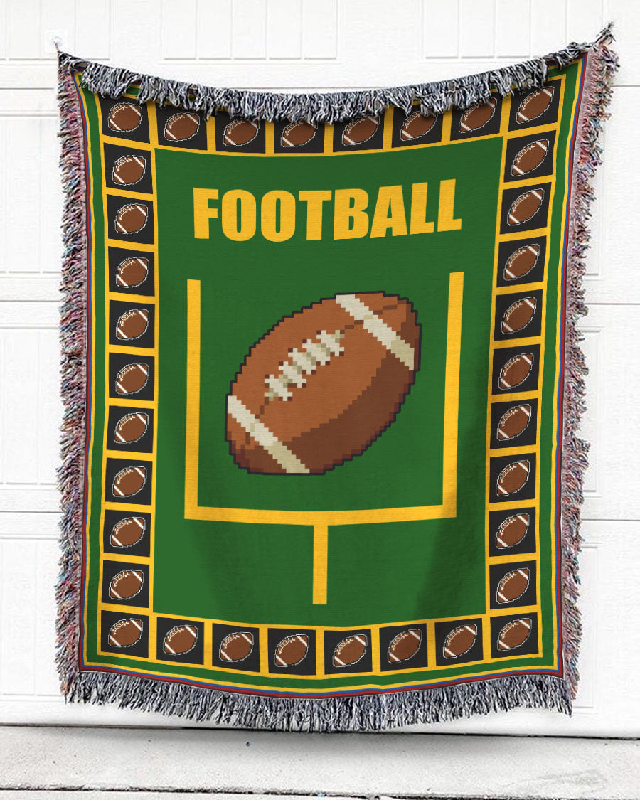 Woven Throw For Sports Lovers Birthday Gift, F.O.O.T.B.A.L.L, Cotton Blanket