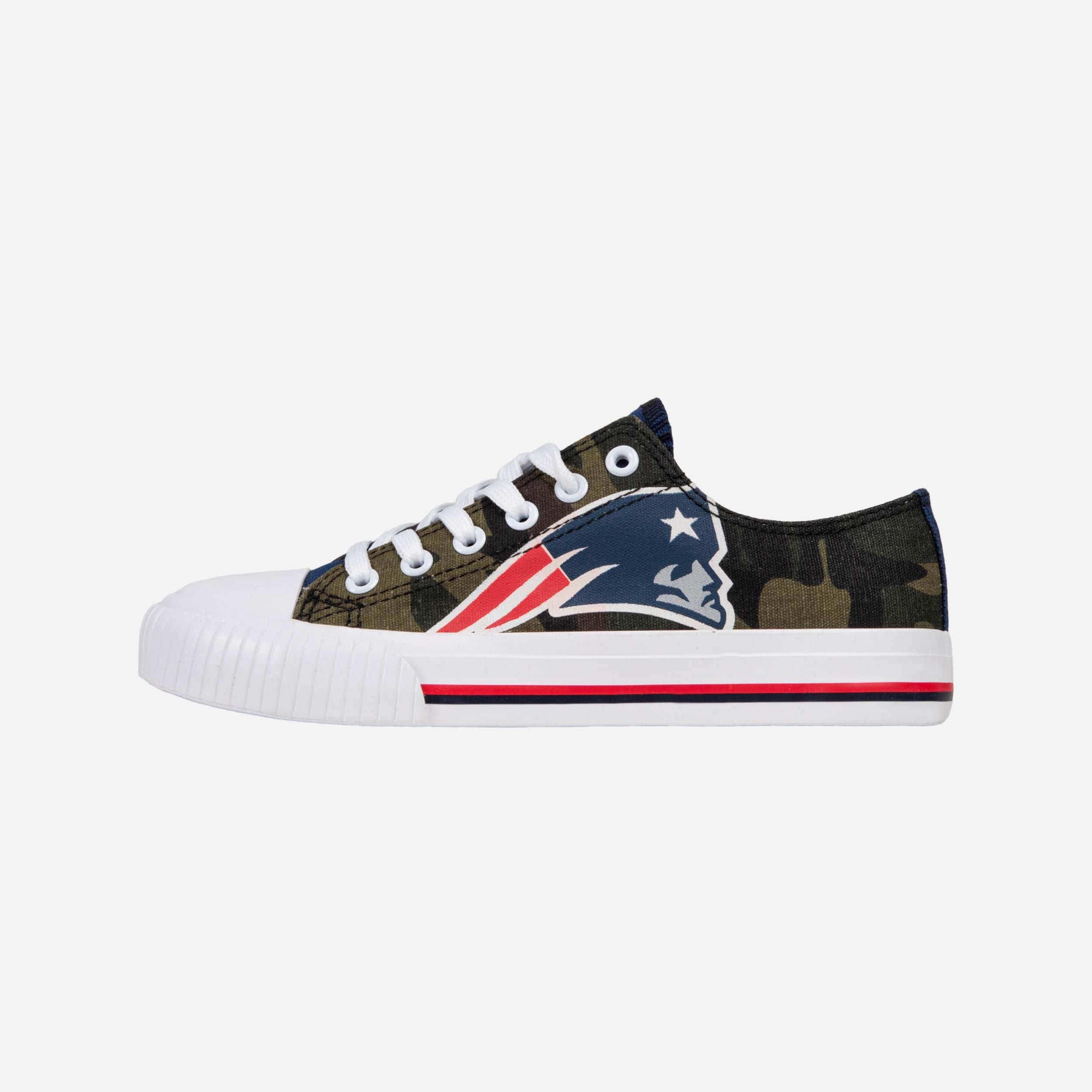 New England Patriots Womens Camo Low Top Canvas Shoe