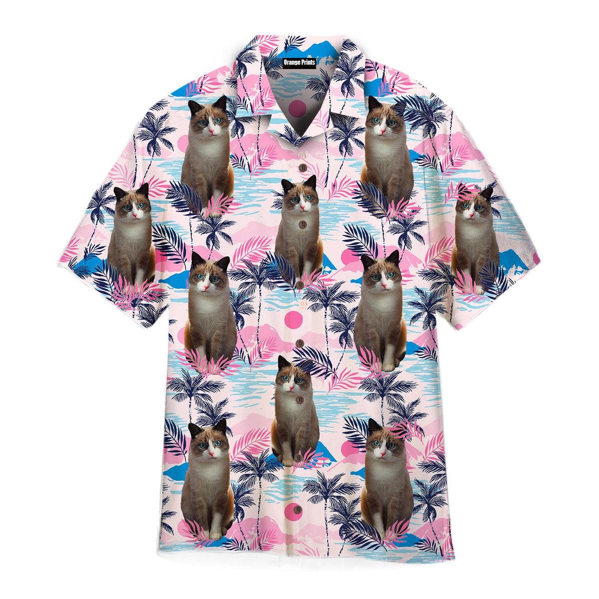 Ragdoll Cat On Pink Palm Tree Tropical Island Aloha Hawaii Shirts For Men Women Ha24047