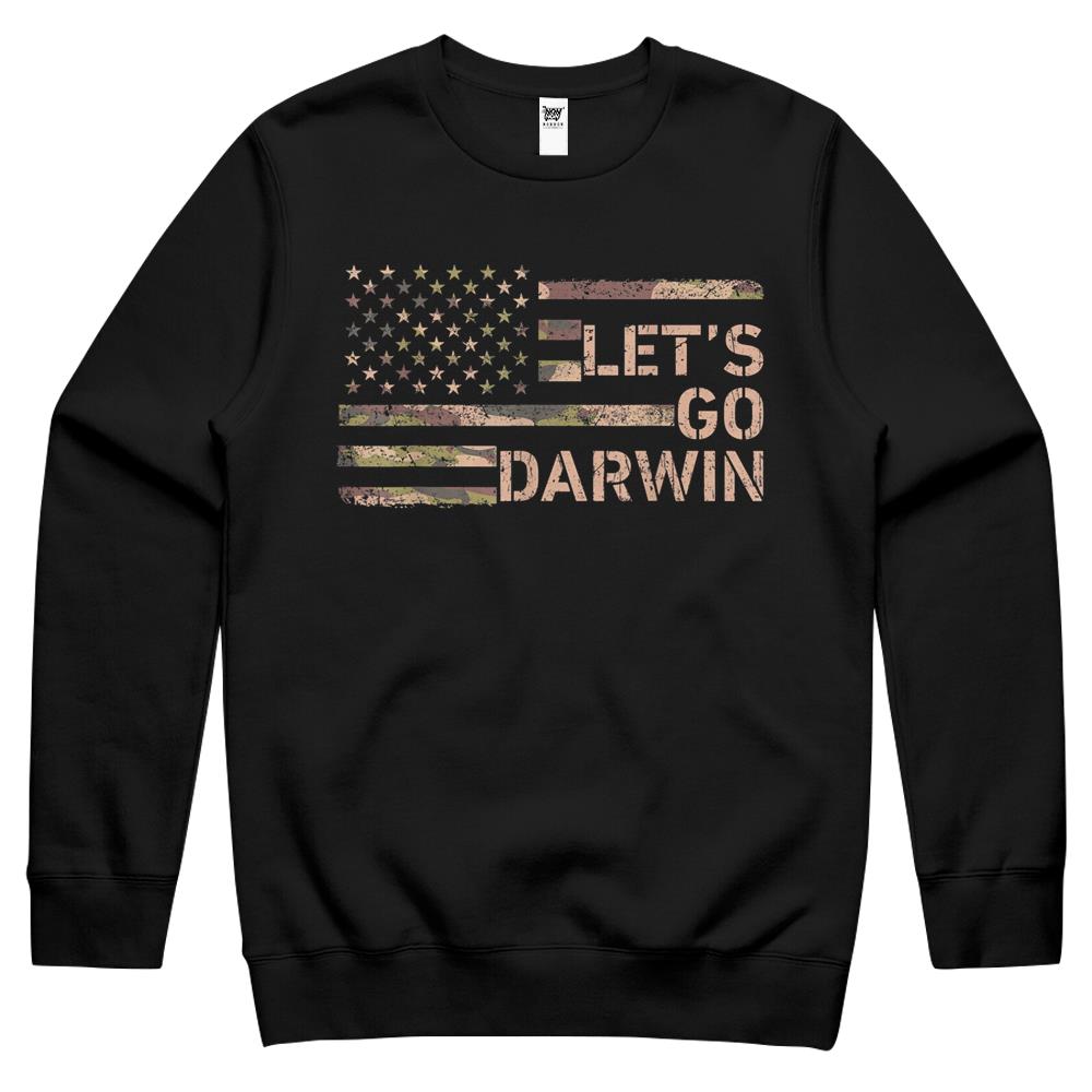 Let’S Go Darwin American Flag Camo Women Men Lets Go Darwin Crewneck Sweatshirt