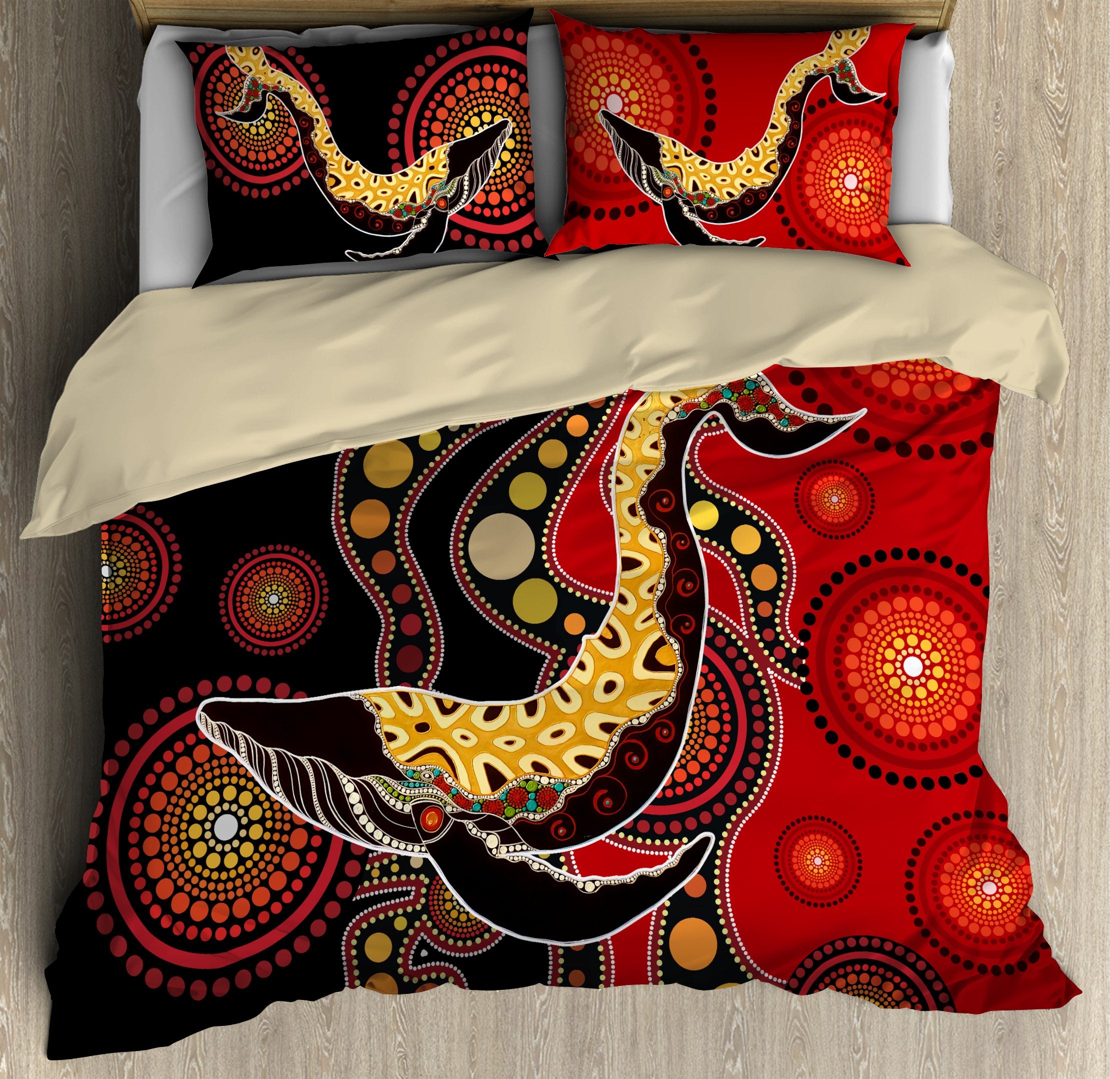 Tmarc Tee Aboriginal Shark Hunting Australia Culture Art Bedding Set