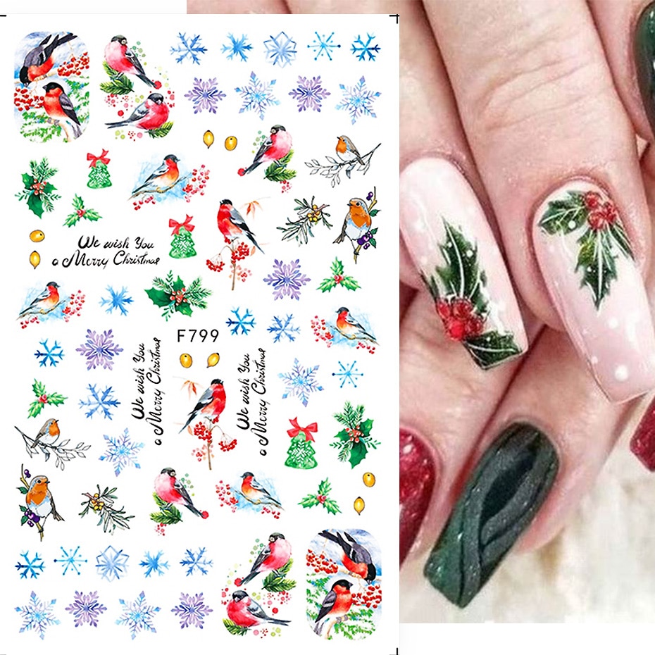 Snowy 3D Decals Nail Art Stickers Cartoon Ice Bear Rabbit Christmas Nail Sliders Foil Designs Winter Decorations Manicure TRF799 alx