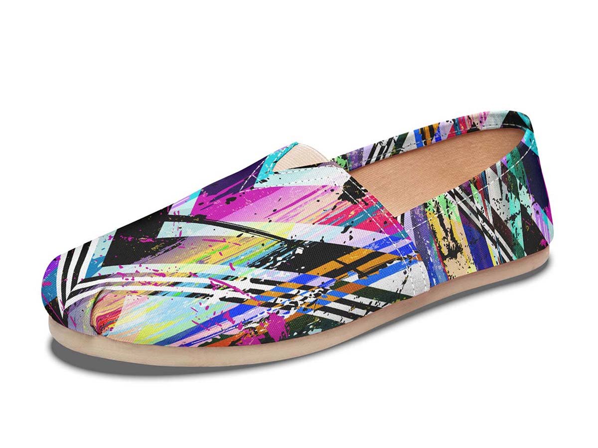 Abstract Geometric Lines, Canvas Shoes, Boho Shoes, Vegan Shoes, Men'S Shoes, Woman'S Shoes, Custom Printed, Abstractprint By Blueshirtfarm Fashion