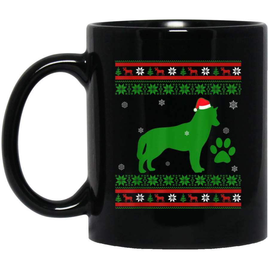 Siberian Husky Dog Christmas Ugly Sweater Dog Xmas Gifts  11 oz 15 oz Mug Black