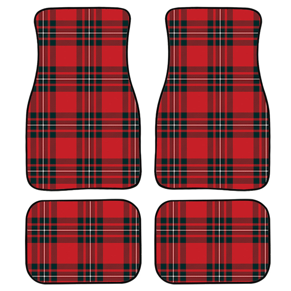 Red Scottish Tartan Pattern Print Front And Back Car Floor Mats, Front Car Mat