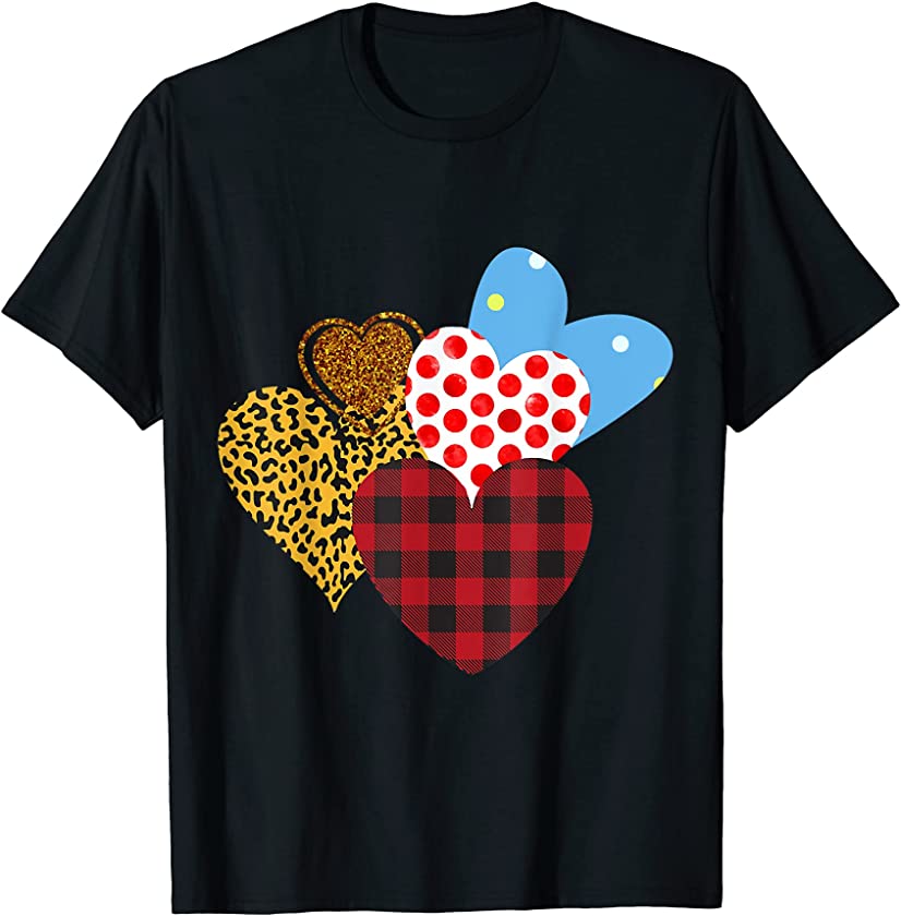 Valentines Hearts Plaid, Leopard, Glitter Polca Dots T-Shirt