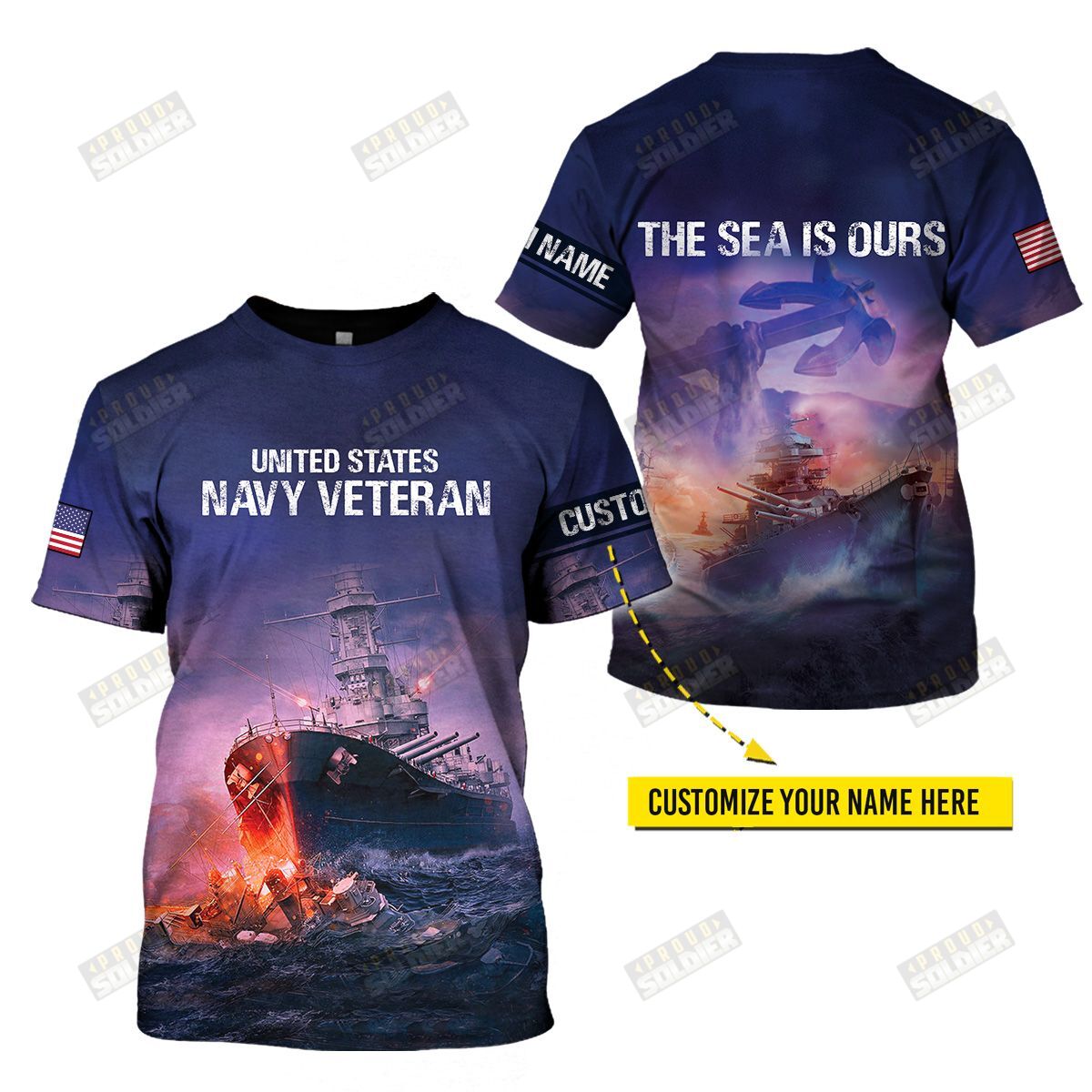 3D All-Over Printed “Us Navy Veteran – The Sea Is Ours” (Av-Nq67)