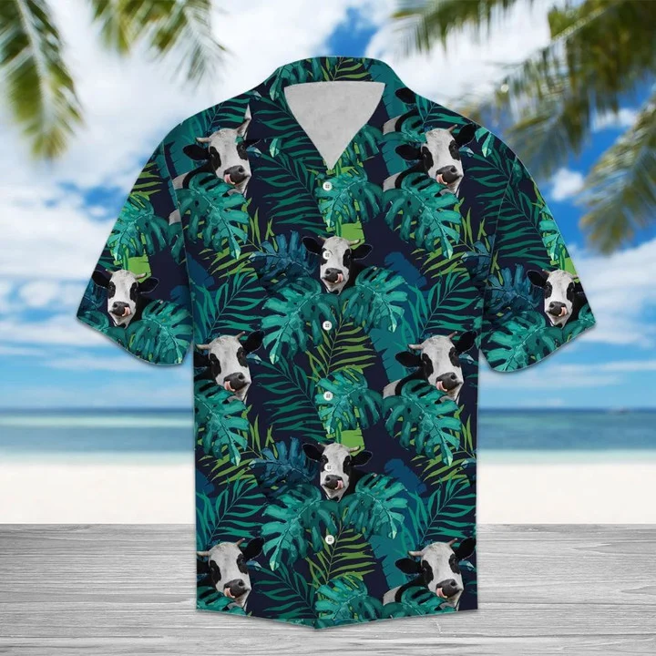 Tropical Cow Lost In Palm Leaves Jungle Summer Vacation Themed Hawaii Shirt Ha83776