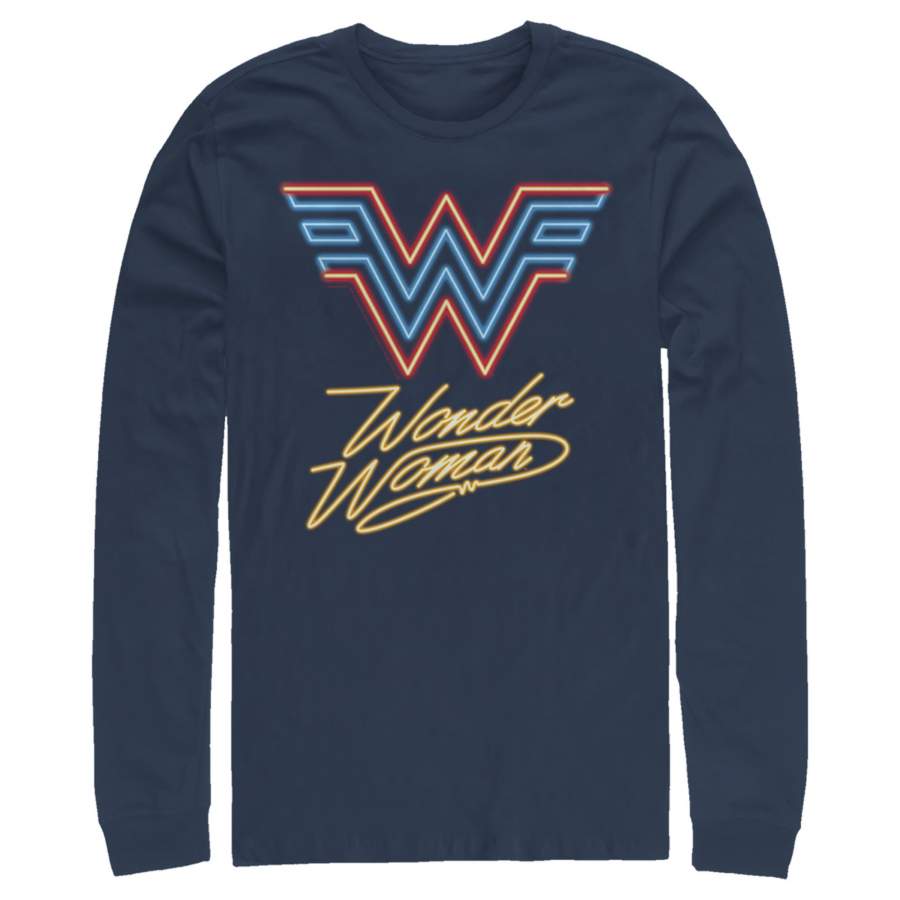 Wonder Woman 1984 Men’s Neon Logo Glow  Long Sleeve Shirt