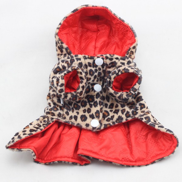 Pets Dogs Leopard Pattern Tutu Coat Dress Puppy Hoodies Both Sides Wear Dog Winter Clothes For Small Dog Puppy Clothing alx