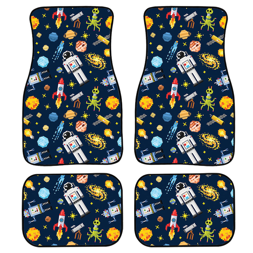 Pixel Space Pattern Print Front And Back Car Floor Mats, Front Car Mat