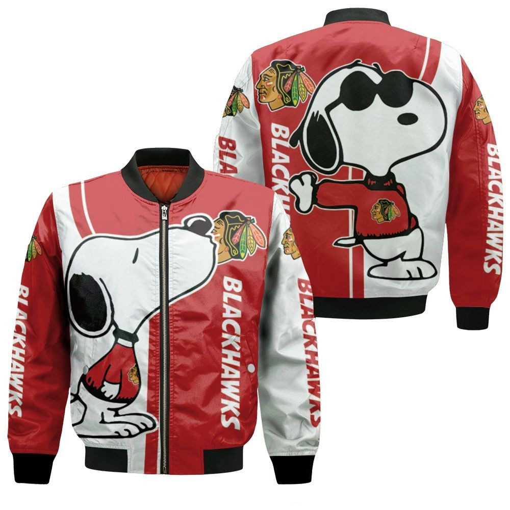 Chicago Blackhawks Snoopy Lover 3D Printed Bomber Jacket