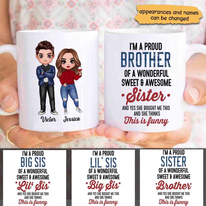 Proud Brother Sister Doll Personalized Mug