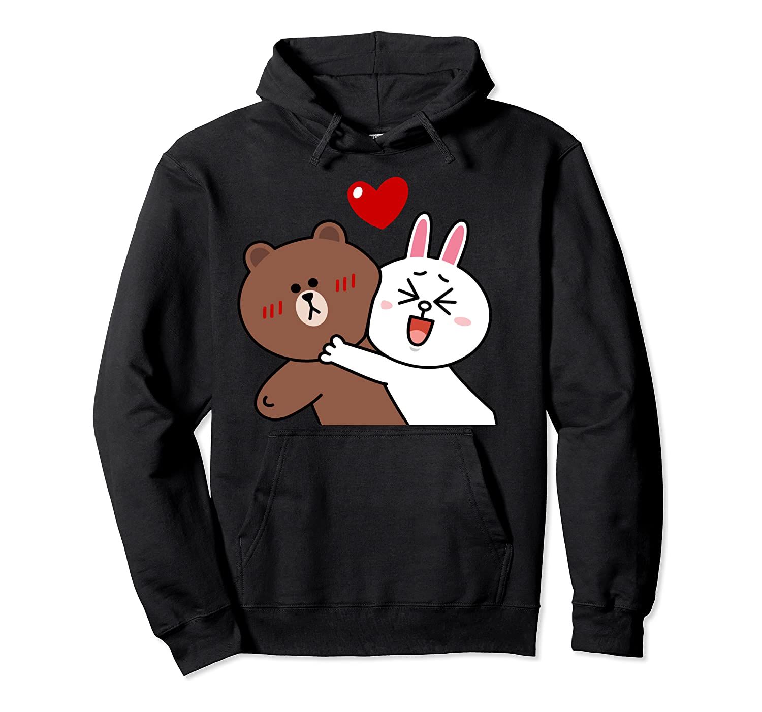 Cute brown bear cony bunny rabbit valentines lovers hug kiss Pullover Hoodie, T-Shirt, Sweatshirt