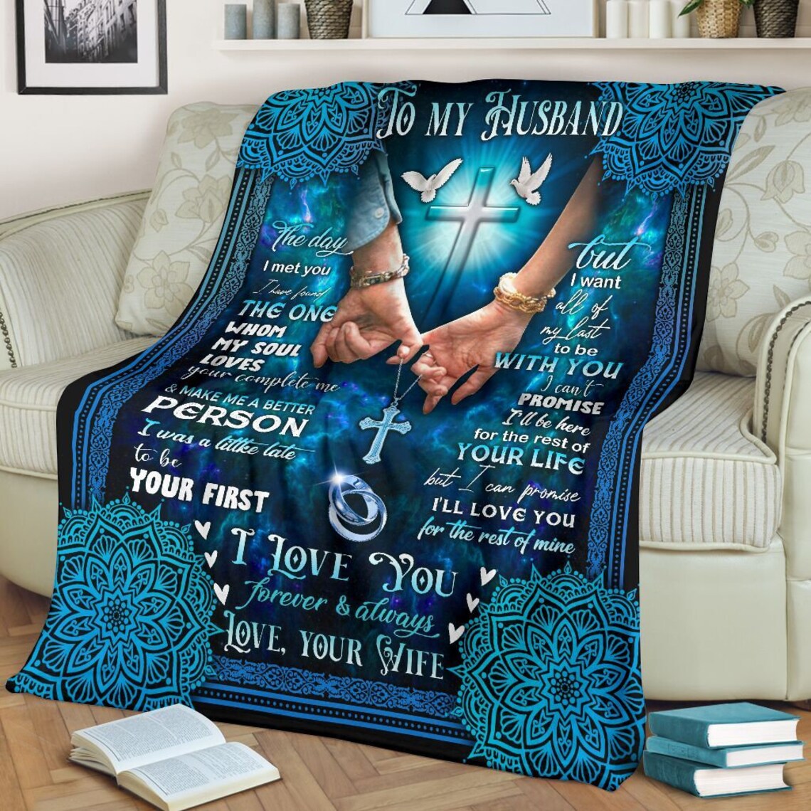 To My Husband I Will Be Here For The Rest Of Your Life Fleece Blanket Gift For Family,Birthday,Couple,Husband Gift Home Decor Bedding Couch Sofa Soft And Comfy