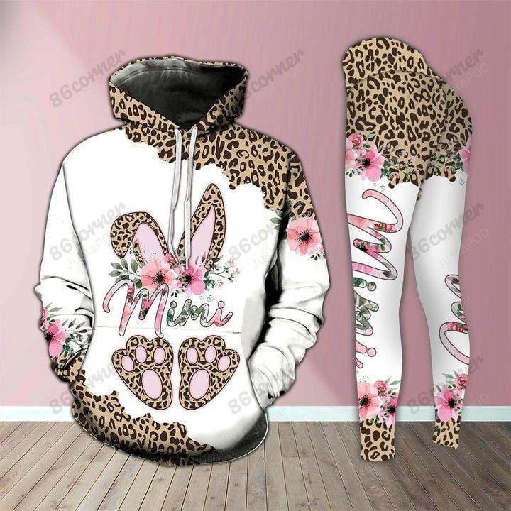 Mother’s Day Mimi Bunny Leopard Flower Gifts For Easter Day Hoodie & Legging 3D