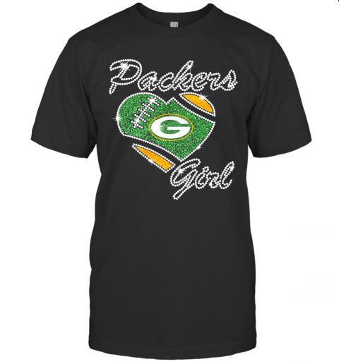 Diamond Heart Green Bay Packers Girl T-Shirt