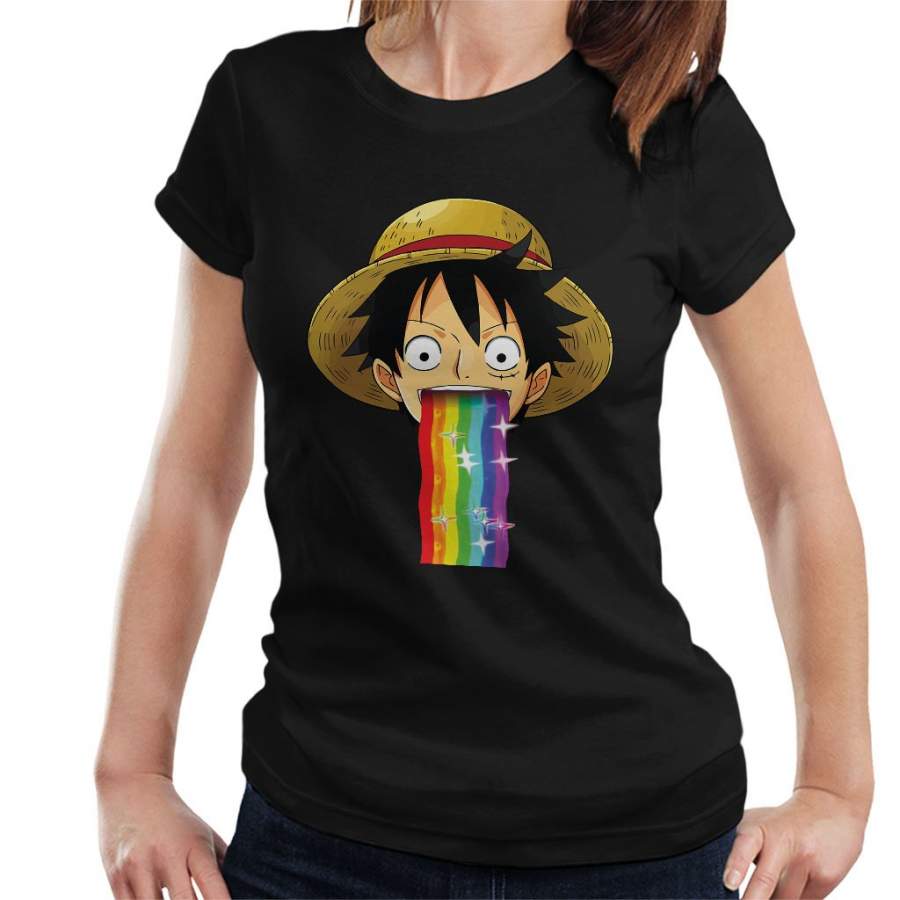 One Piece Monkey D Luffy Puking Rainbow Snapchat Filter Women’s T-Shirt