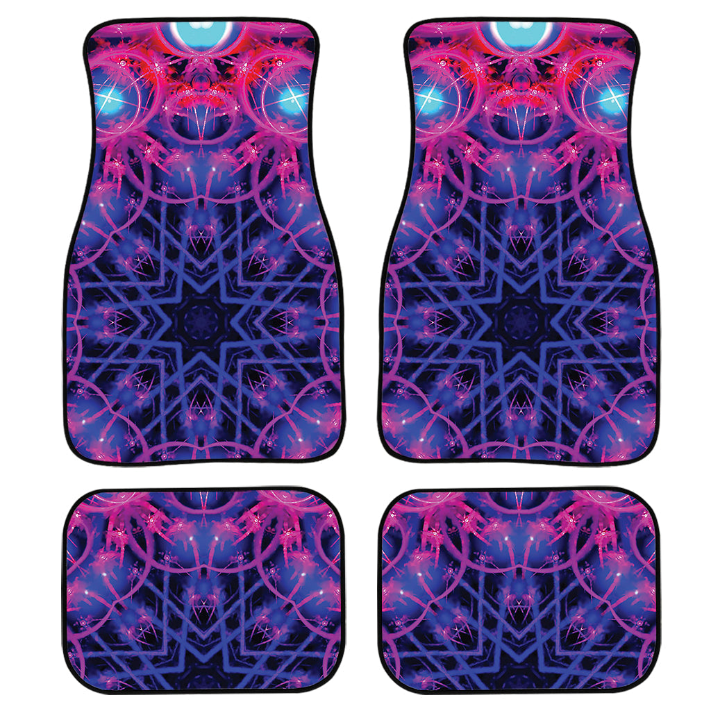 Purple And Blue Light Mandala Print Front And Back Car Floor Mats, Front Car Mat