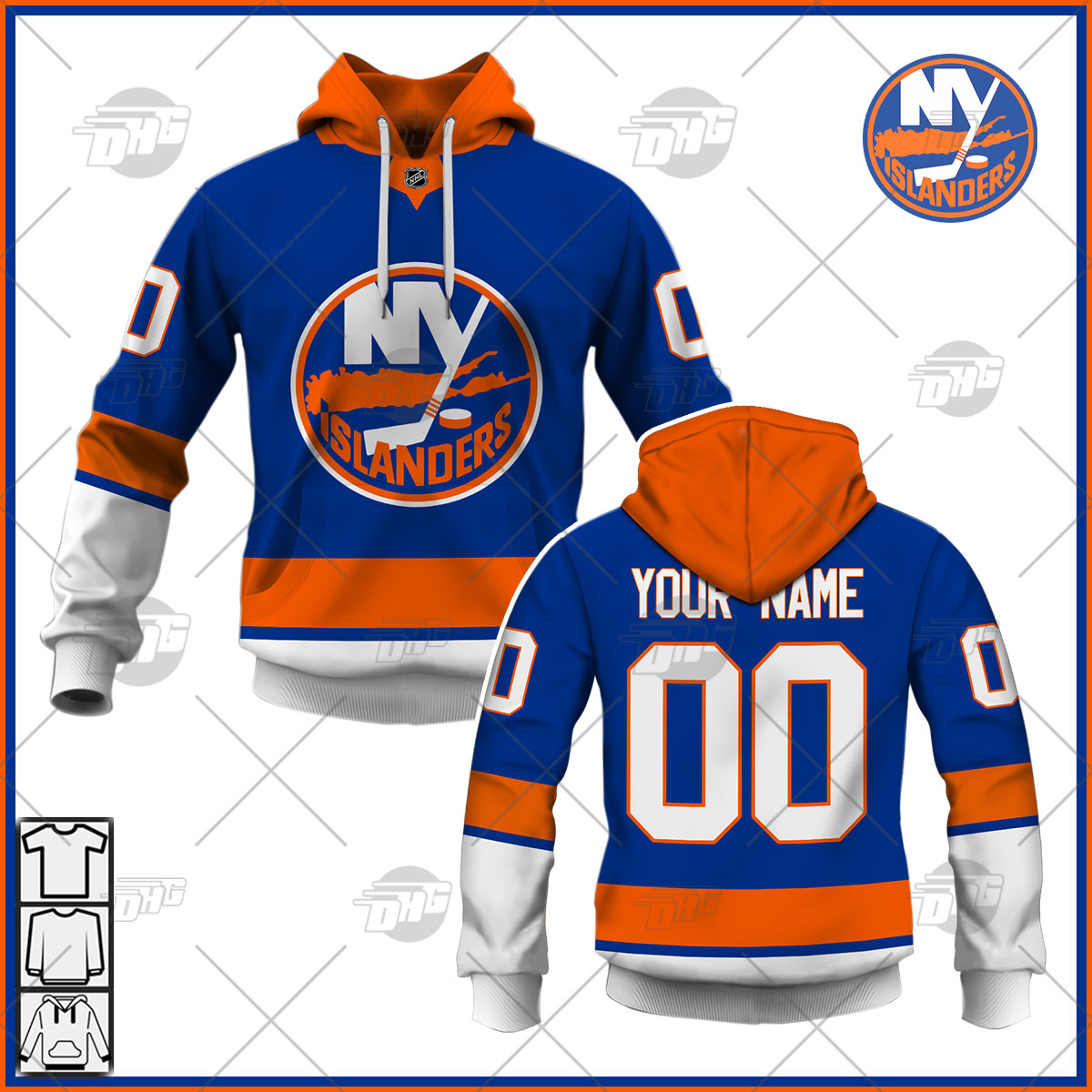 Personalized Mens New York Islanders 2022 Royal Home Jersey Personalize Hoodie