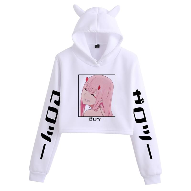 Anime Darling In The Franxx Hoodie Zero Two Women Harajuku Streetwear Sweatshirt Graphic Printed Pullover Crop Tops alx