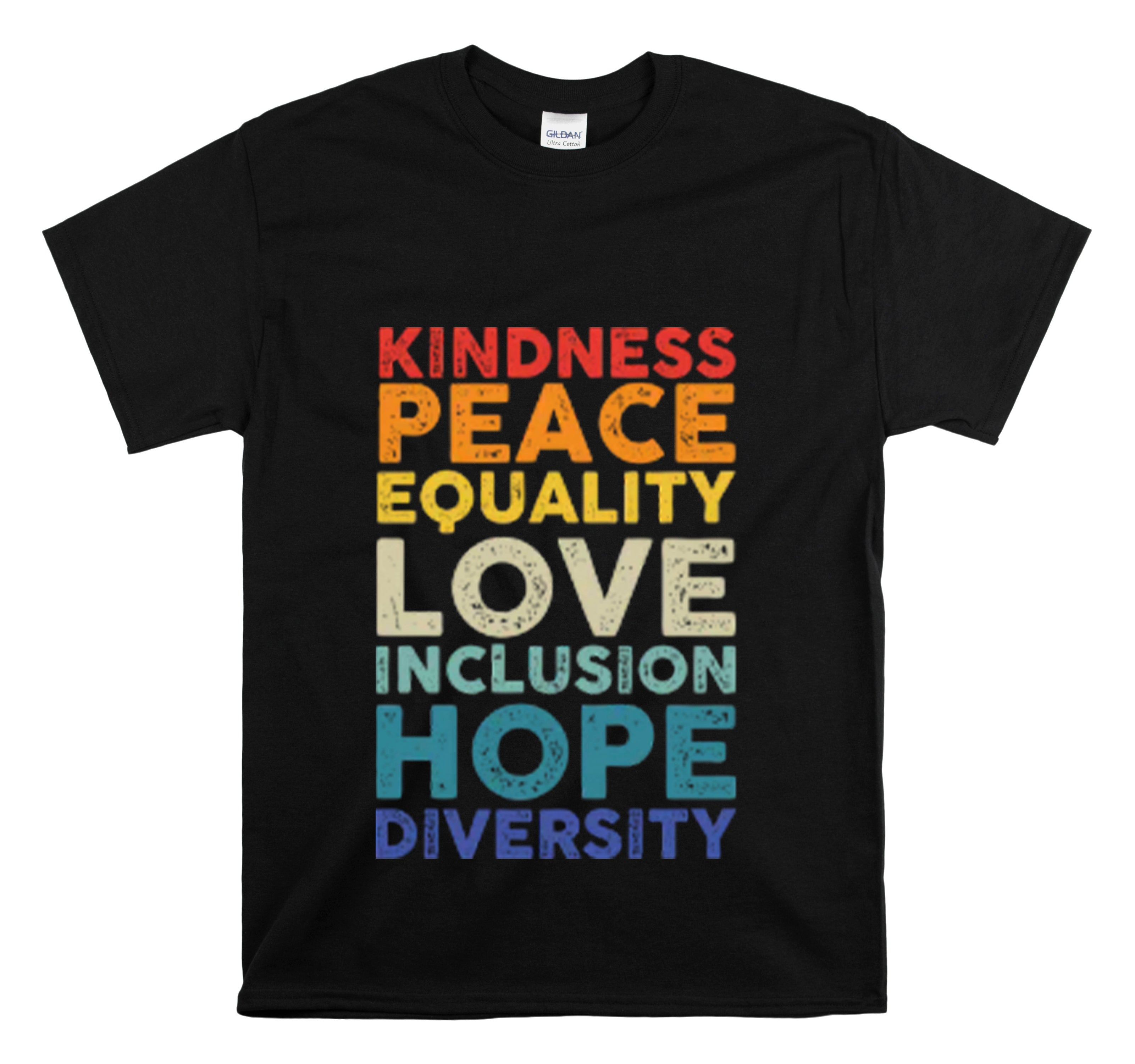 Shirt Funny Kindness Equality Inspiring Retro Inclusion Unity Respect Positive Diversity T-Shirt Unisex Heavy Cotton Tee