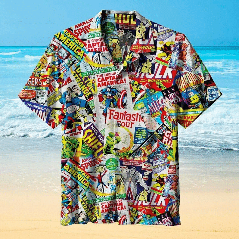 Vintage Superheroes Comic Covers Marvel All Over Print Hawaii Shirt Ha96719