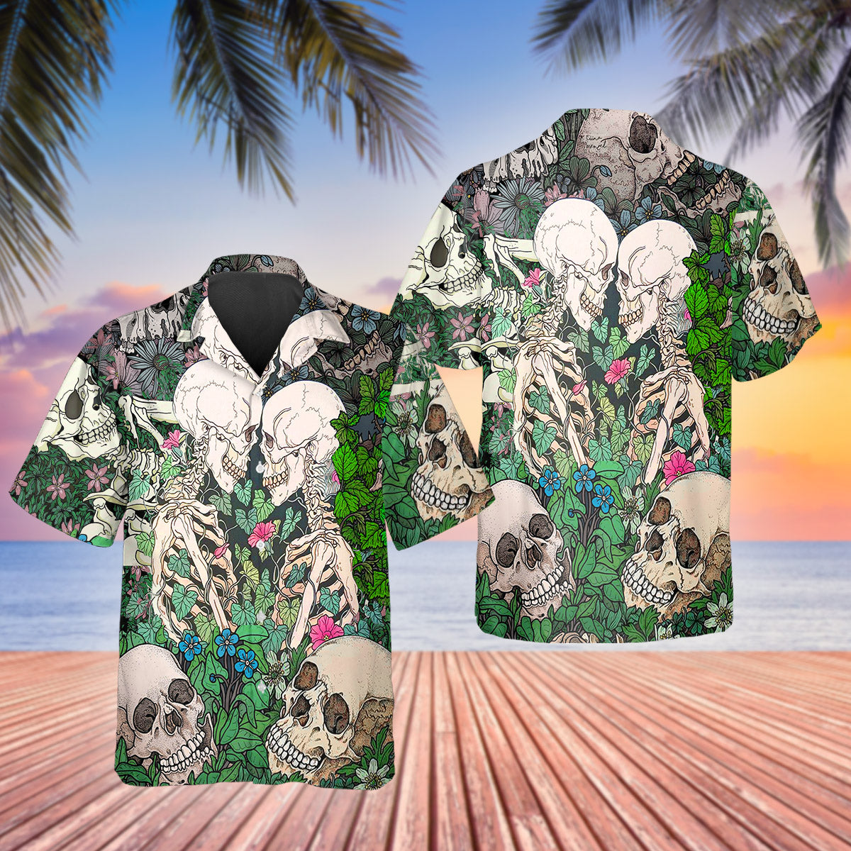 Love Till Death Couple Skull Hawaiian Shirt