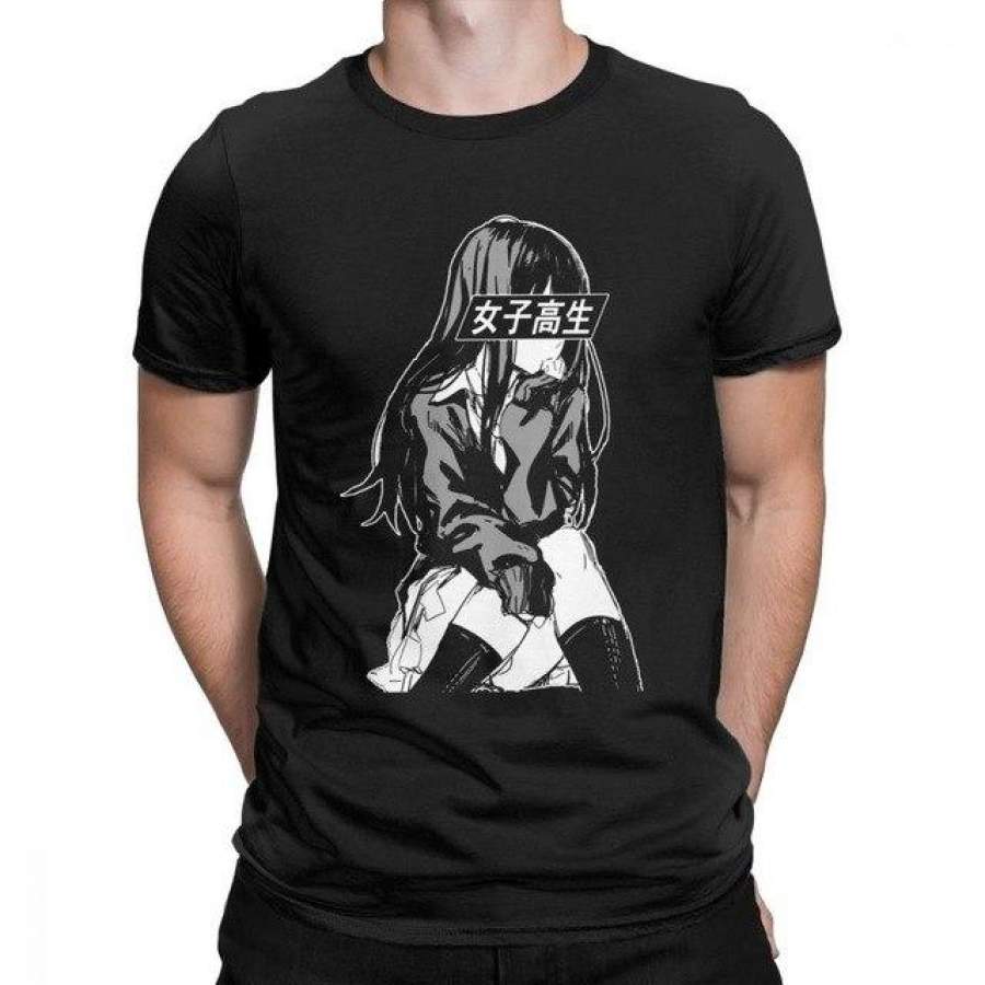 Schoolgirl Sad Anime Japanese Aesthetic  T-Shirt