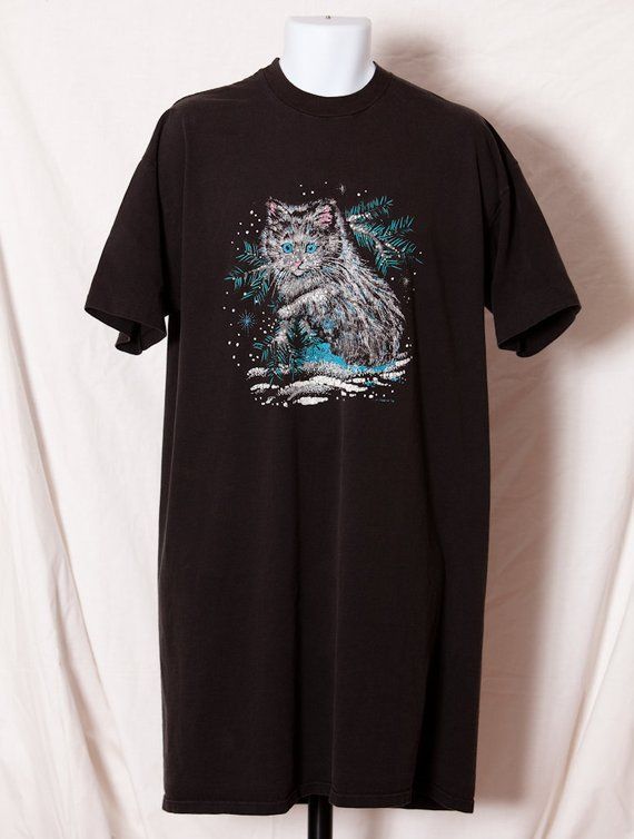 Vintage 80S 90S Long Cat Kitten Shirt One S All Shirt