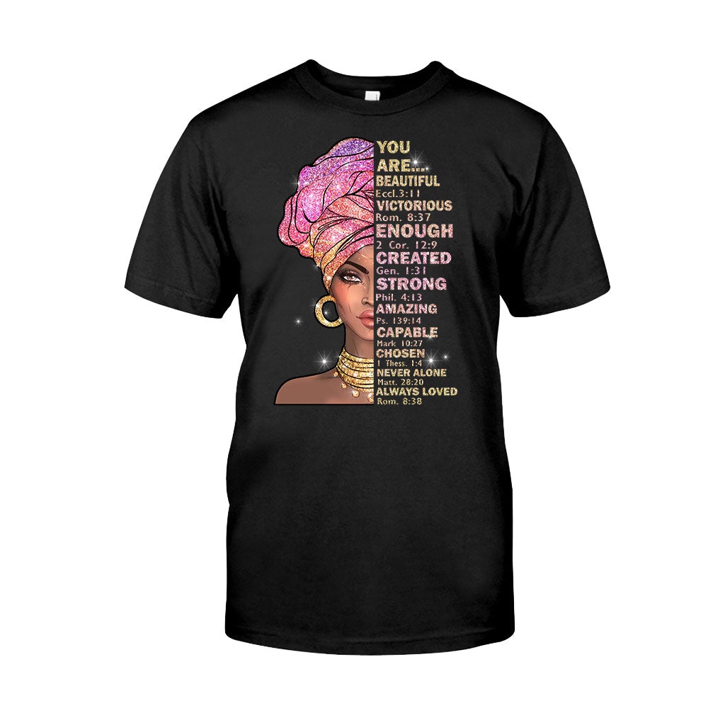 You Are Beautiful – African American Shirts With Faux Glitter Print 1121