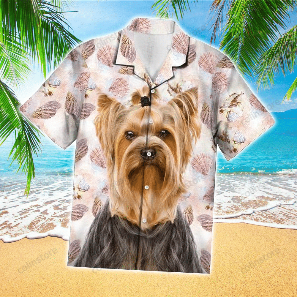 Seashells And Cute Yorkshire Terrier Unique Colorful Hawaii Shirt Aloha Ha38763