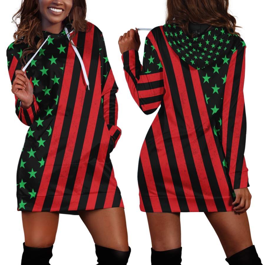 African American Flag Pullover Hoodie Dress