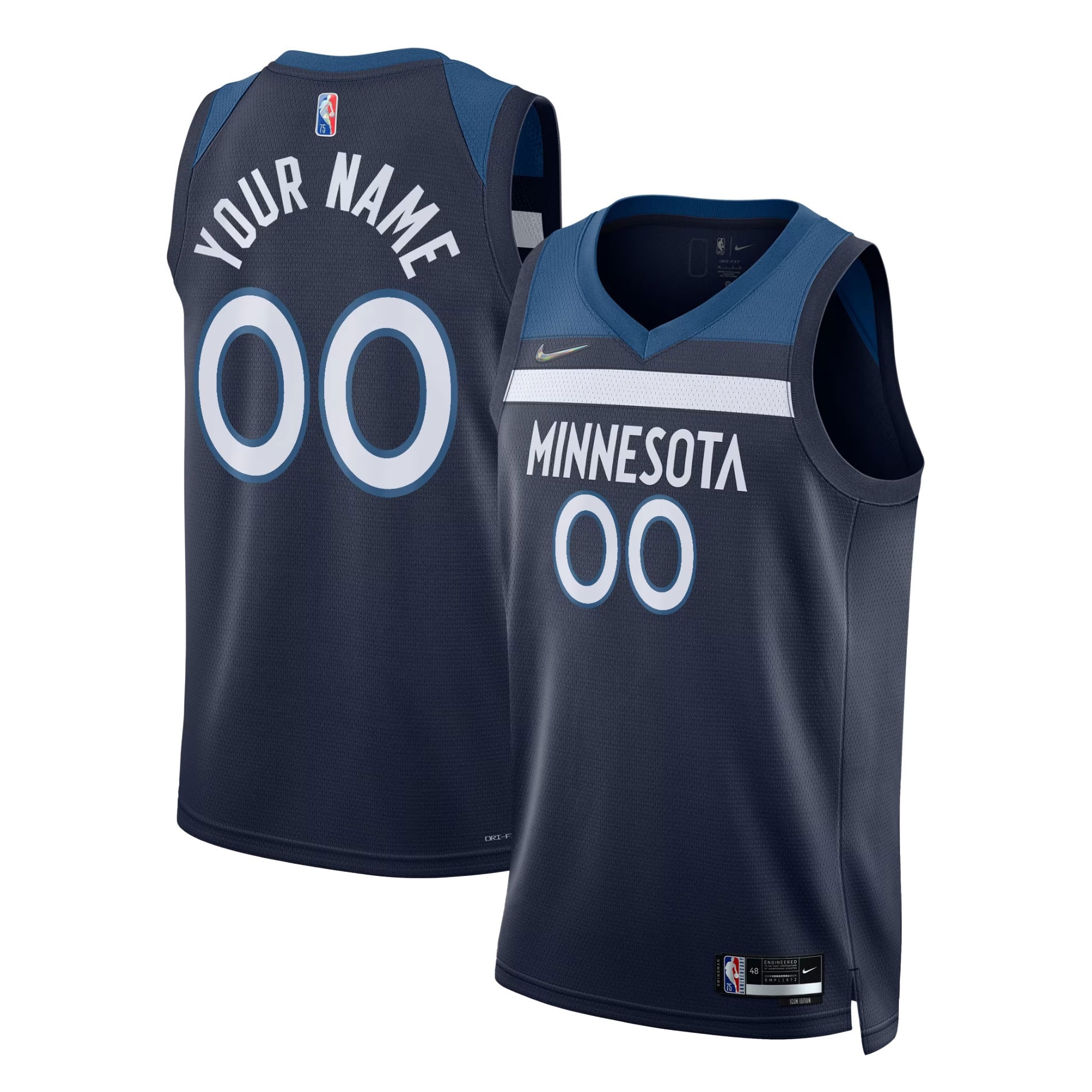 Minnesota Timberwolves 2021/22 Diamond Swingman Custom Jersey – Icon Edition – Navy