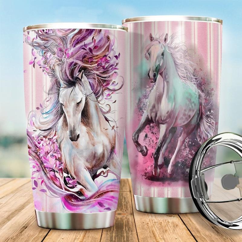 Cool Horse Tumbler, Beautiful Color Stainless Steel Tumbler, Horse Tumbler Lovers, Tumbler Gifts For Horse Lovers