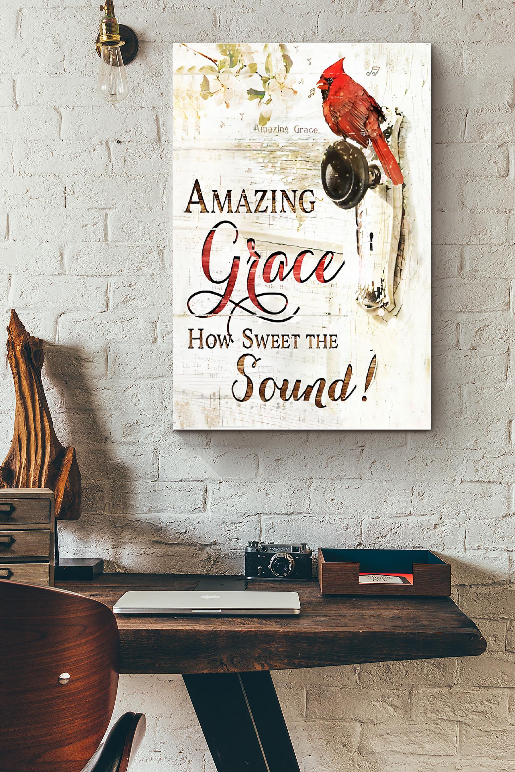 Amazing Grace How Sweet Sound Poster – Animals Wall Art – Gift For Bird Lovers Red-Whiskered Bulbul Fans Farmhouse Sign Livingroom Decor (Unframed) Poster