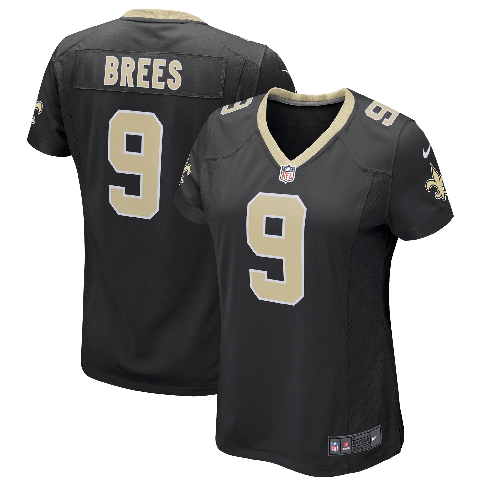 Women’s New Orleans Saints Drew Brees Black Game Player Jersey