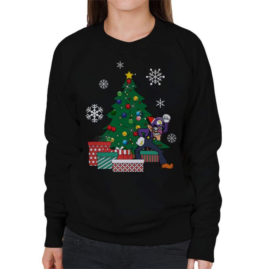 Waluigi Around The Christmas Tree Mario Women’s Sweatshirt