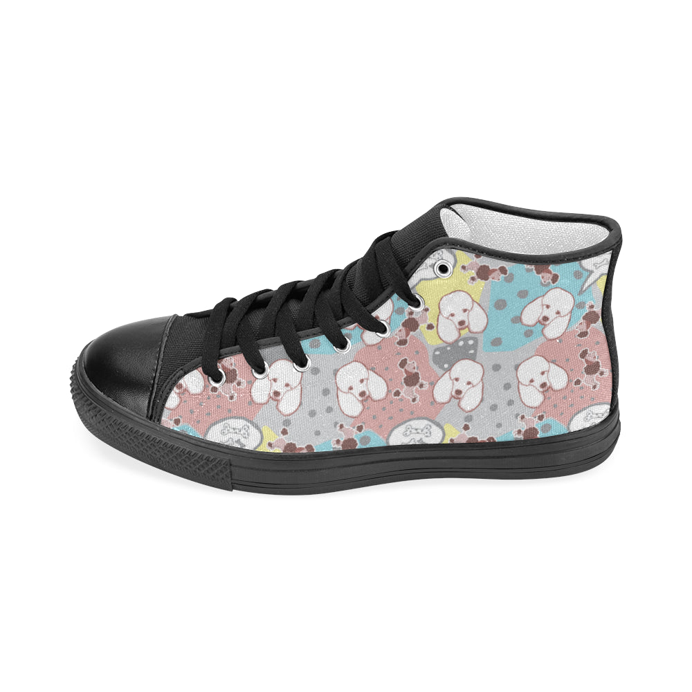 Poodle Pattern Black Women’s Classic High Top Canvas Shoes