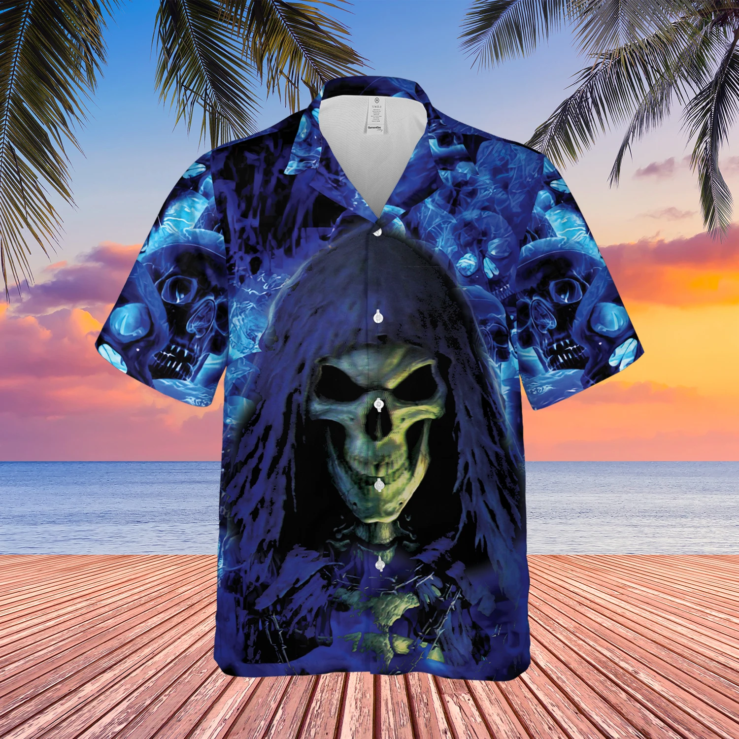 Death And Blue Skulls Hawaii Shirt Ha72544