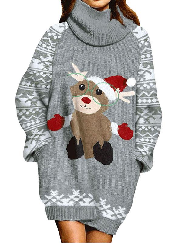 Ugly Christmas Sweater Reindeer Womens Sweater Dress