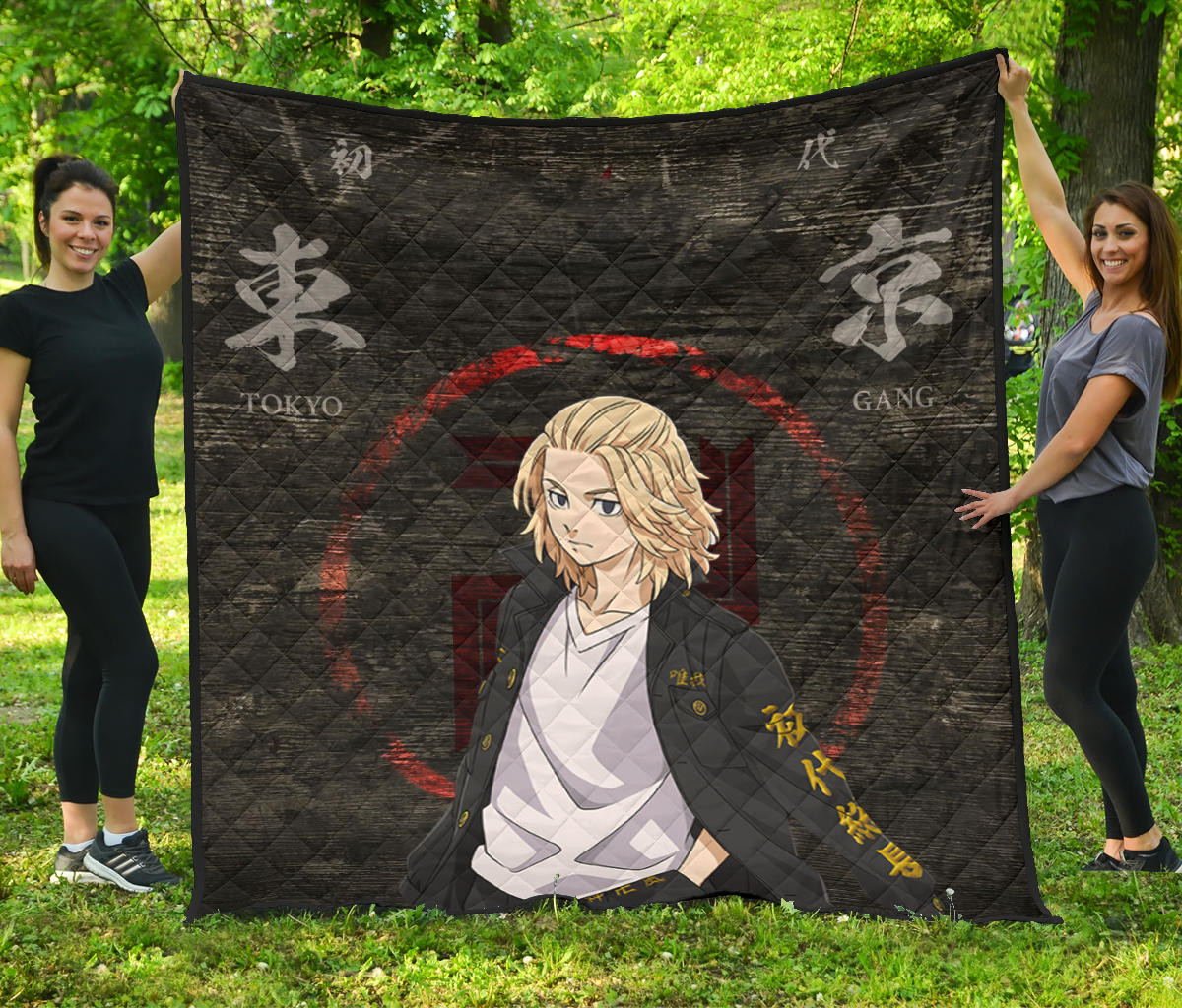 Tokyo Revengers Anime Cool Mikey Gang Kanji Text Premium Quilt Blanket