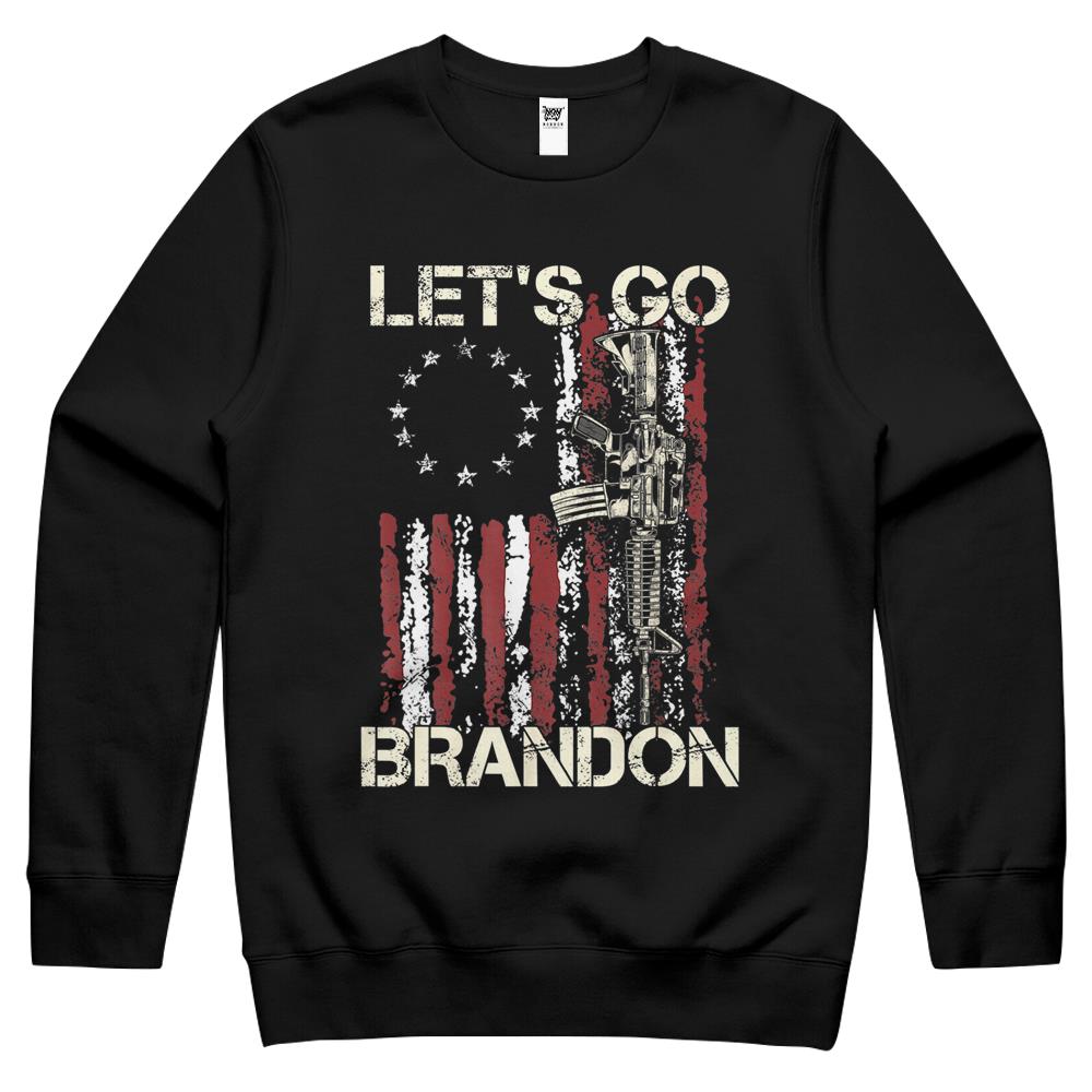 Lets Go Brandon Gun American Flag Patriots Let’S Go Brandon Crewneck Sweatshirt