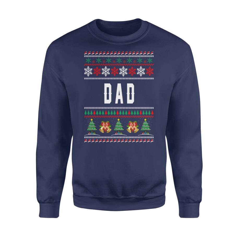Dad Ugly Christmas Family Jingle Bells Hat Snowflakes Christmas Tree Holiday Christmas X-Mas Sweatshirt T Shirt Christmas Gift Ideas